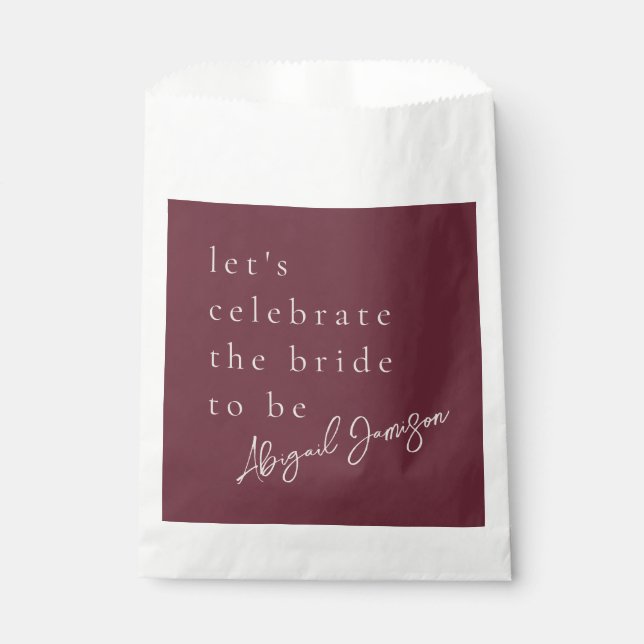 Sacolinha Chá de Bebê Minimalista Moderno de Ameixa (Frente)