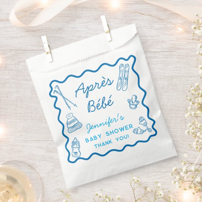 Sacolinha Chá de Bebê Personalizado Apres Ski Desenhado à Mã (Cortado)