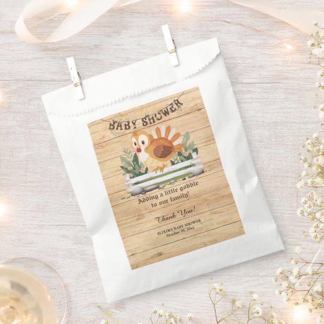 Sacolinha Chá de Bebê Peru Adorável Pequeno Gobble (Cortado)