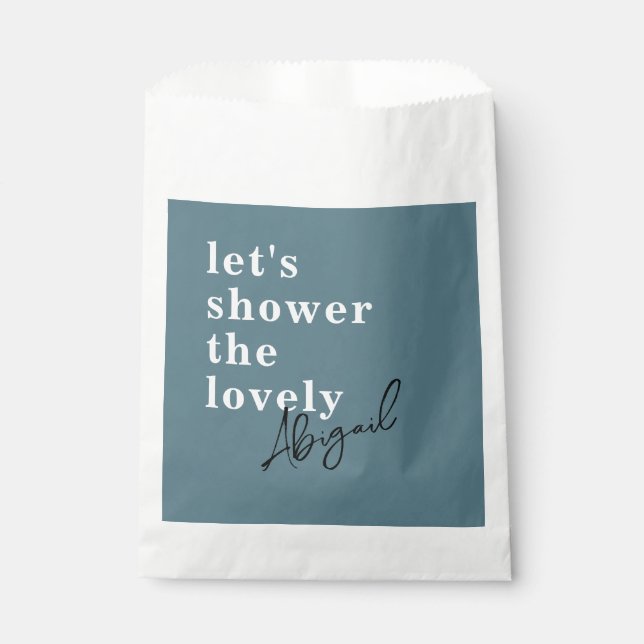 Sacolinha Chá de Bebê Simples Moderno Aquarela Azul Turquesa (Frente)