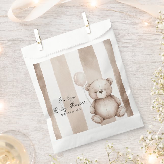 Sacolinha Chá de Bebê Urso Teddy Neutro Mal Posso Esperar (Cortado)