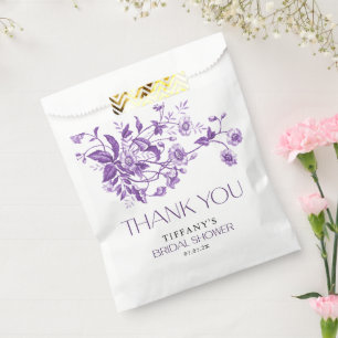 Sacolinha Chá de Bebê Vintage Francês Toile Roxo Floral