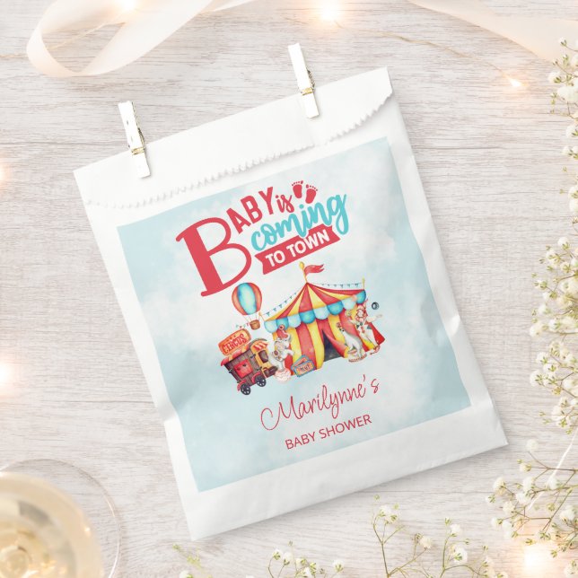 Sacolinha Chá de fraldas Azul Circus do Carnaval (Cortado)