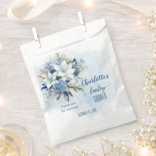 Sacolinha Chá de fraldas azul Elegante de inverno Floral Boy