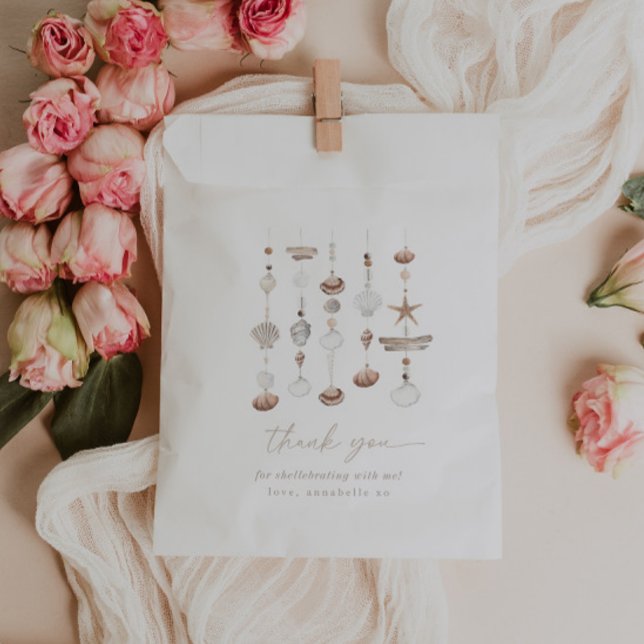 Sacolinha Chá de fraldas Boho Beach Shell (Zazzle Ocean Shell Baby Shower Favor Bag)