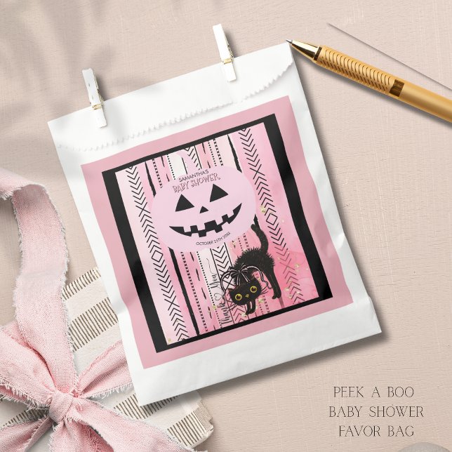 Sacolinha Chá de fraldas Bonito e Bonito Favorito Saco com G (Spooky-Cute Baby Shower Favor Bag with Black Cat)