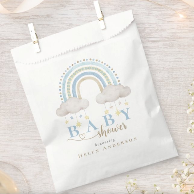 Sacolinha Chá de fraldas Cute Boho Whimsical Rainbow Boy (Cute Boho Whimsical Rainbow BOY Baby Shower Favor Bag)