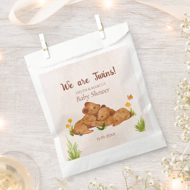 Sacolinha Chá de fraldas das gêmeas neutras de gênero bom (Cortado)