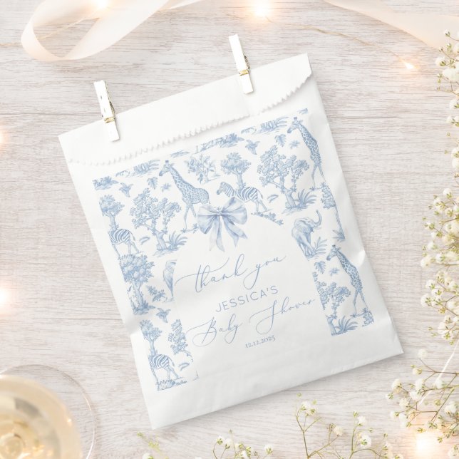 Sacolinha Chá de fraldas de animais Toile de Jouy Safari (Cortado)