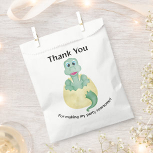 Sacolinha Chá de fraldas de Aniversário do Dinossauro Verde