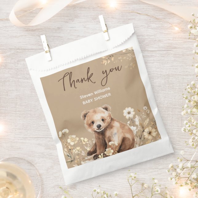Sacolinha Chá de fraldas de aquarela de urso bonito (Cortado)