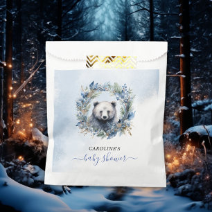 Sacolinha Chá de fraldas de Aquarela do Urso Inverno
