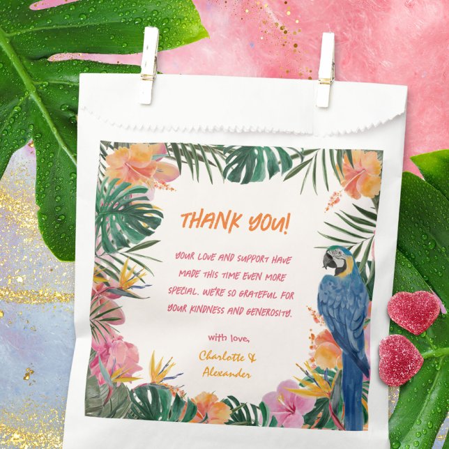 Sacolinha Chá de fraldas de Aquarela Tropical Exótica (Exotic Tropical Floral Watercolor Baby Shower Favor Bag ©Susanne Sachers - Sunny Mind 🌞)
