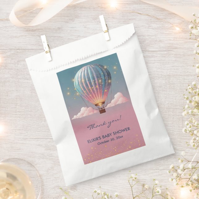 Sacolinha Chá de fraldas de balão de ar quente com brilho (Cortado)