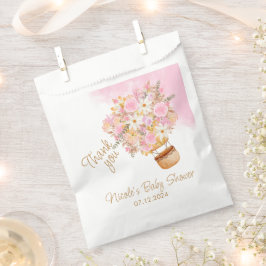 Sacolinha Chá de fraldas de Balão de Ar Quente Floral Rosa