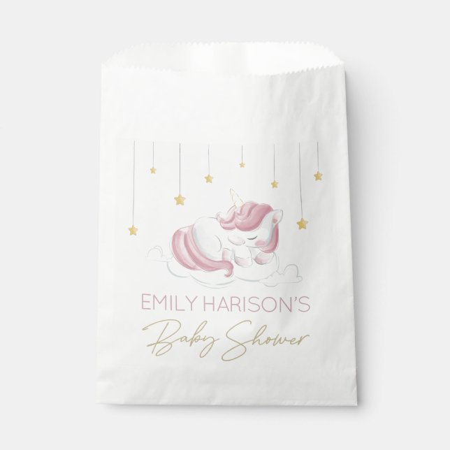 Sacolinha Chá de fraldas de Estrelas Douradas do Unicórnio R (Frente)