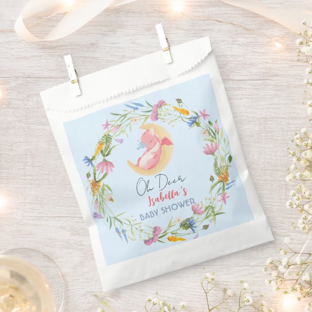 Sacolinha Chá de fraldas de flor silvestre de dinossauro de  (Cortado)