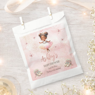 Sacolinha Chá de fraldas de Garota Ballerina Tutu, Rosa-Rosa