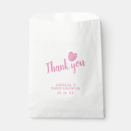 Sacolinha Chá de fraldas de Garota do Coração Rosa Obrigado