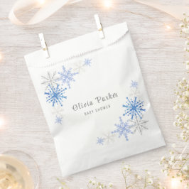 Sacolinha Chá de fraldas de inverno com flocos de neve com a