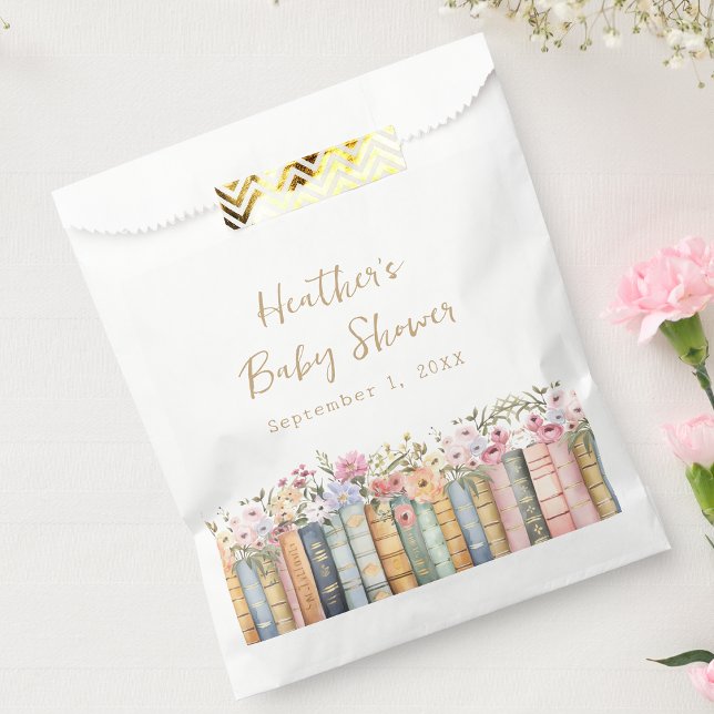 Sacolinha Chá de fraldas de livros (Wildflower Books Baby Shower Favor Bags by Painted Paperie)