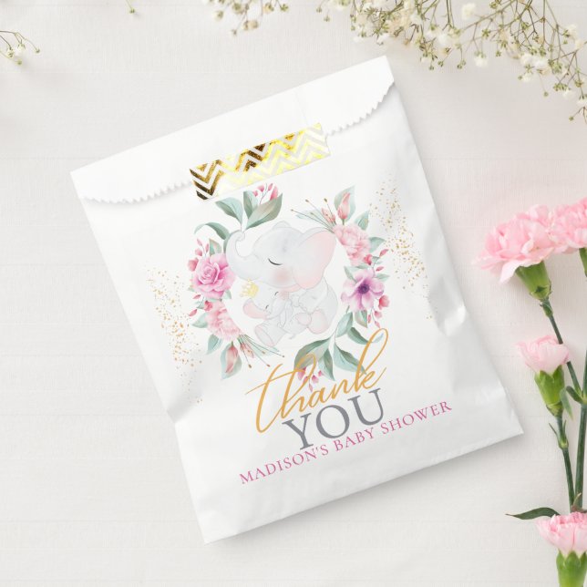 Sacolinha Chá de fraldas de menina Elegante Personalizada po (Selado)