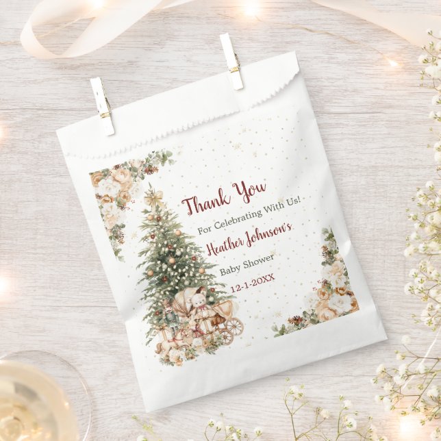 Sacolinha Chá de fraldas de Natal Neutro de Boho (Cortado)