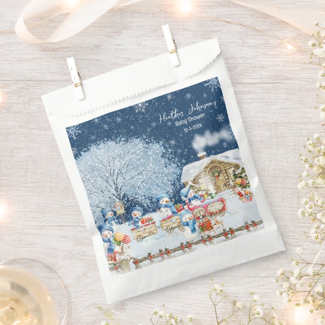 Sacolinha Chá de fraldas de Natal Snowmen (Cortado)