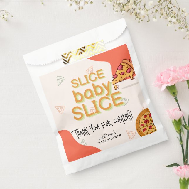 Sacolinha Chá de fraldas de pizza com fatia de bebê moderna (Selado)