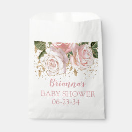 Sacolinha Chá de fraldas de Rosas brilhantes Dourados rosa