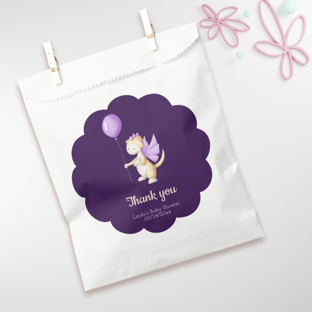Sacolinha Chá de fraldas de Tema do Dragão Roxo Escuro da Es (Criador carregado)