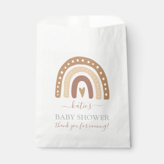 Sacolinha Chá de fraldas do arco-íris castanho-chic Pastel (Frente)