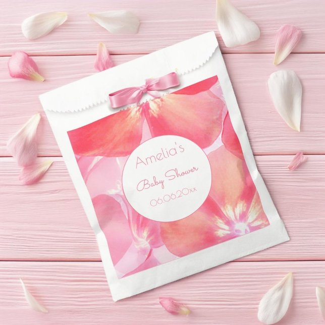 Sacolinha Chá de fraldas do Chá do Flor Rosa (Beautifully pink baby shower favor gift bags.🩷💗🩷)