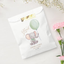 Sacolinha Chá de fraldas Elefante Verde Balão Obrigado