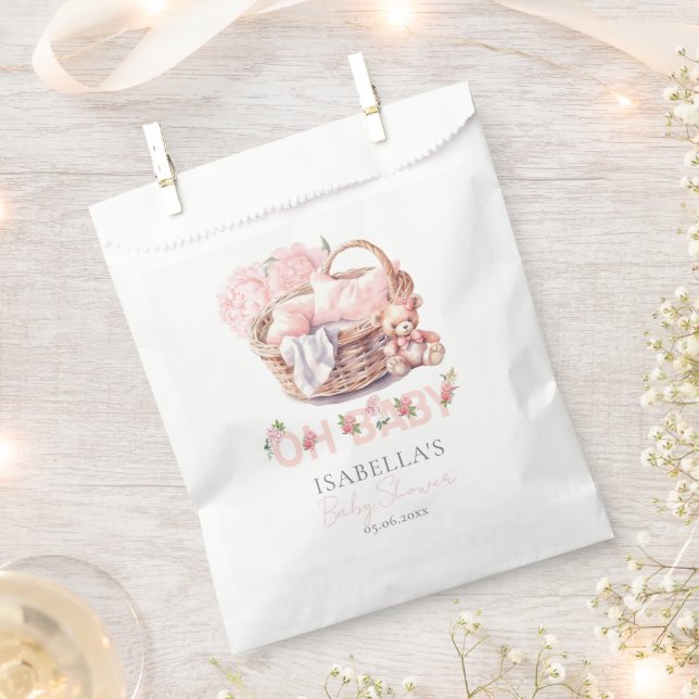 Sacolinha Chá de fraldas Elegante Floral de Bebê (Cortado)