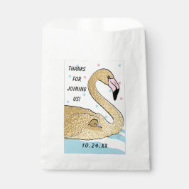 Sacolinha Chá de fraldas Favor Bag, Dourado Flamingo Baby &