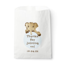 Chá de fraldas Favor Bag, Elefante Azul Dourado