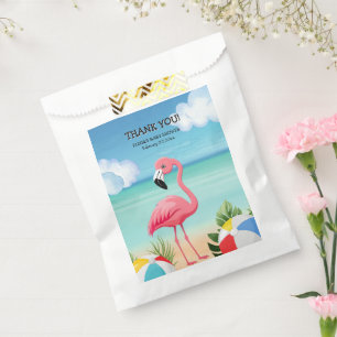 Sacolinha Chá de fraldas Flamingo, Rosa, Summer Beach