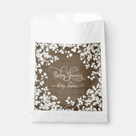 Sacolinha Chá de fraldas Floral Russo Barn Wood White Boho