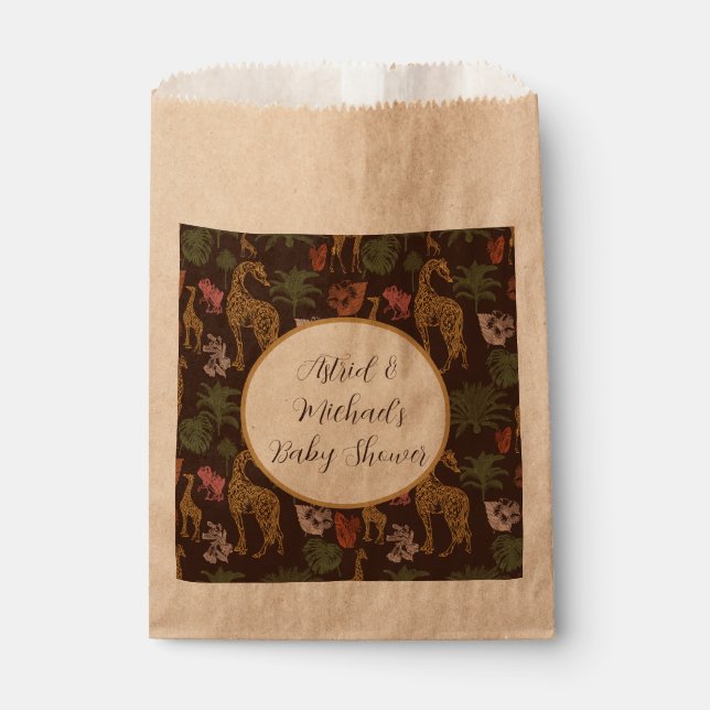 Sacolinha Chá de fraldas Floral Russo Giraffe Brown (Frente)