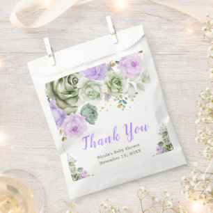 Sacolinha Chá de fraldas Floral Verde e Roxo