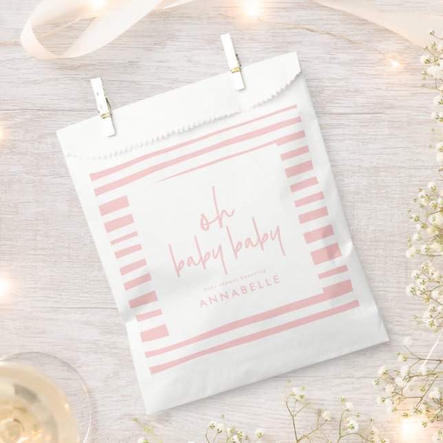 Sacolinha chá de fraldas gêmeo rosa tipografia moderna (Cortado)