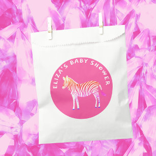 Sacolinha Chá de fraldas Personalizado de Zebras Colorida Bo