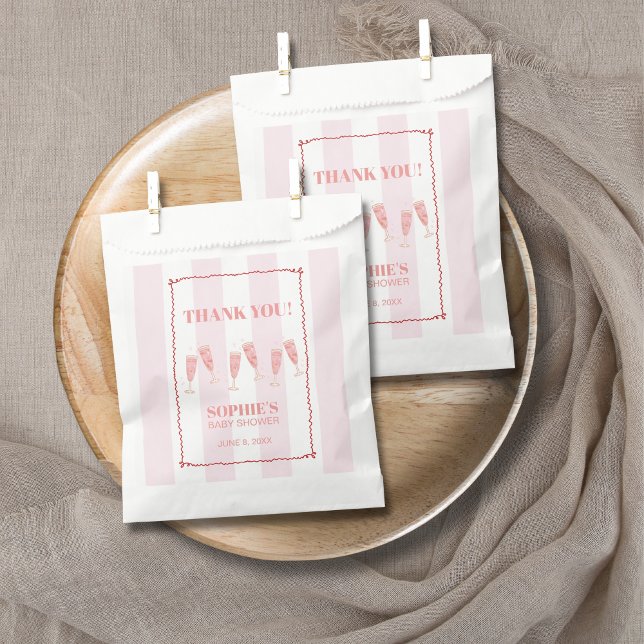 Sacolinha Chá de fraldas Retro Vermelho Cor-de-rosa Brunch e (Criador carregado)