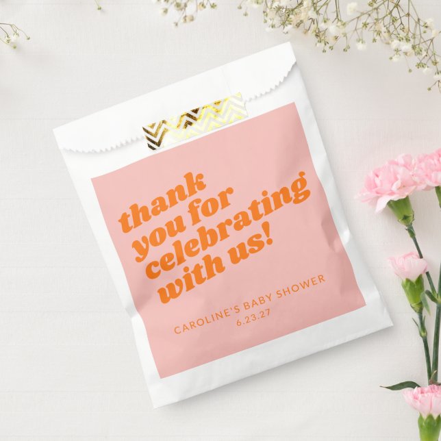 Sacolinha Chá de fraldas Retroativo Cor-de-Rosa Moderno Obri (Selado)