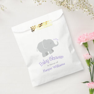 Sacolinha Chá de fraldas Roxo Moderno e Cinza Elefante