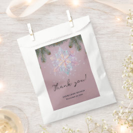 Sacolinha Chá de fraldas Roxo Moderno Flocos de Neve de inve