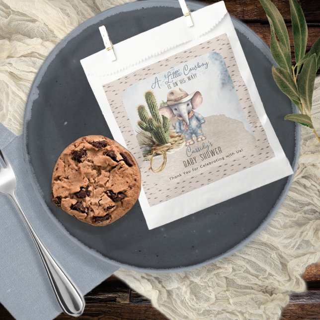 Sacolinha Chá de fraldas Russo de Garoto-Vaqueiro do Elefant (Rustic Western Elephant Cowboy Boy Baby Shower Favor Bags)