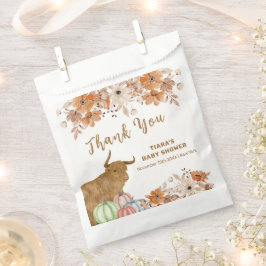 Sacolinha Chá de fraldas Russo Fall Boho Floral Highland Cow