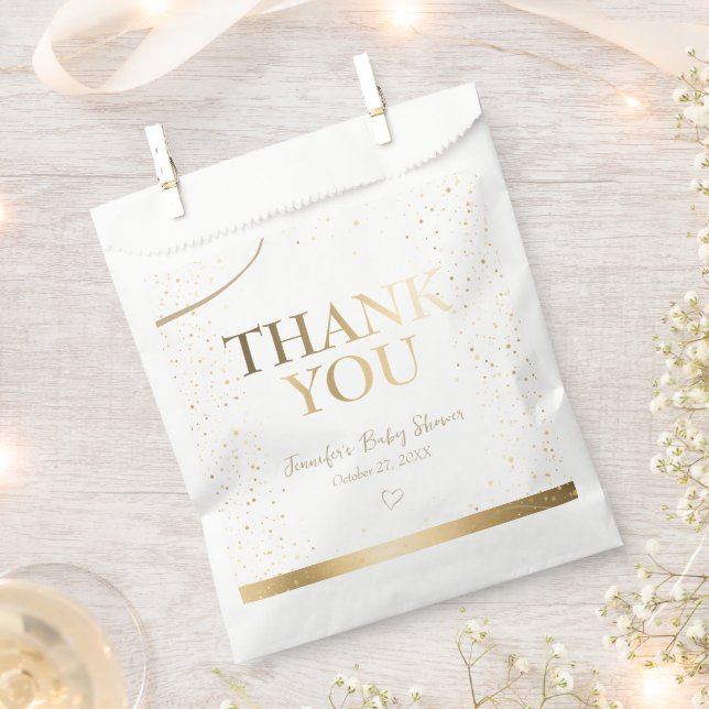 Sacolinha Chá de fraldas Sparkle Dourado Obrigado (Cortado)